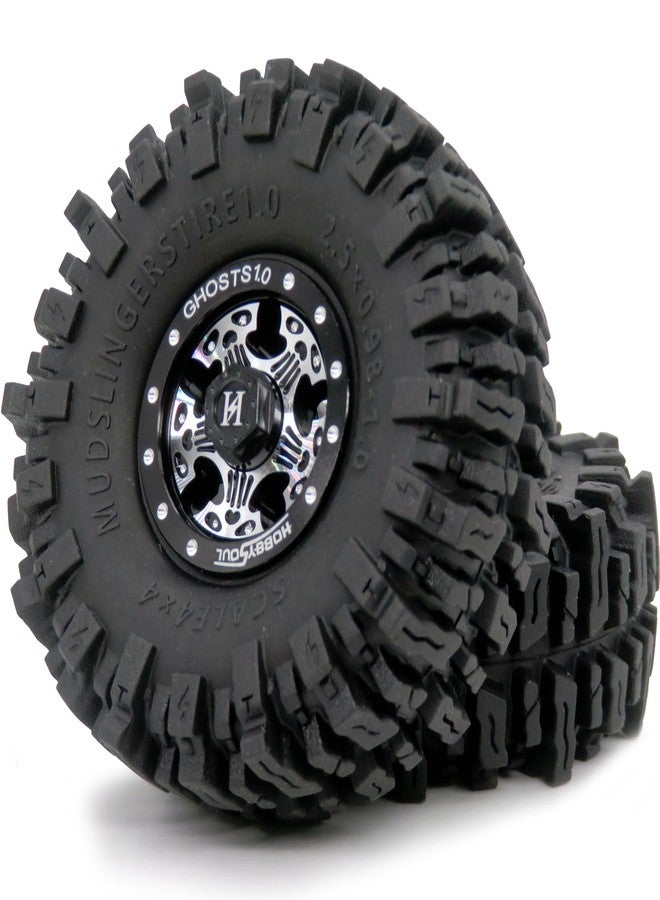 hobbysoul إطارات HOBBYSOUL الناعمة اللاصقة مقاس 64 × 25 مم 1.0 Mud Slingers وحواف عجلات Beadlock الثقيلة مقاس 1.0 لسيارات التحكم عن بعد الزاحفة بمقياس 1/24 AX24 SCX24 FCX24 1/18 TRX4M - Image 4